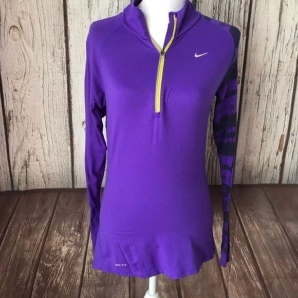 Nike Tops - Nike Womens Pull Over Shirt Top size Small purple Dri fit 1/2 zip fitted